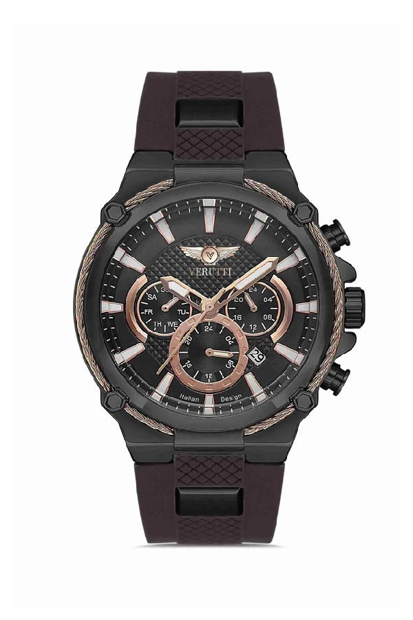 Watch with brown band by Italian Brand Verutti, Model VR-1011