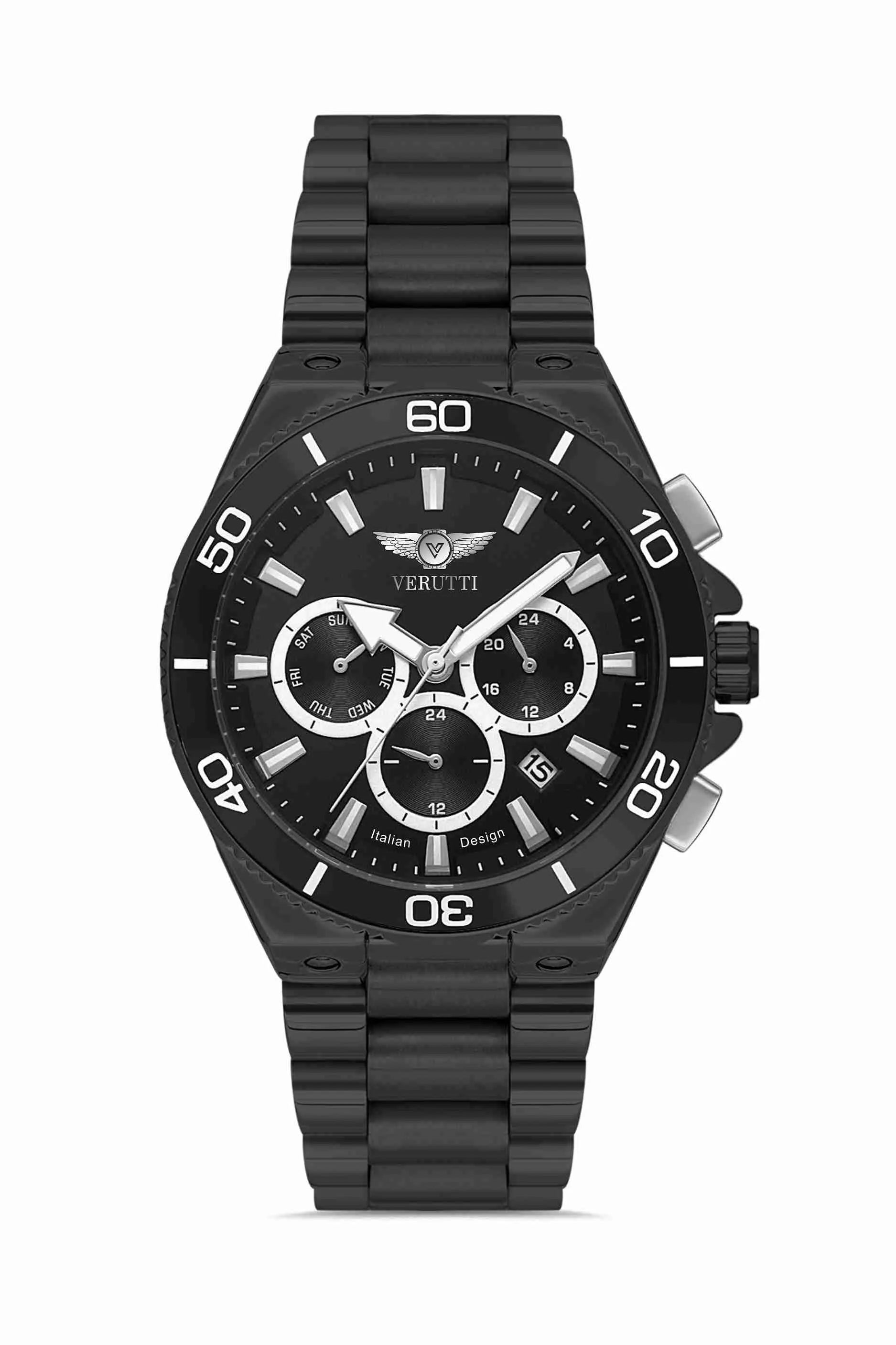 Watch with black band by Italian Brand Verutti, Model VR 1021