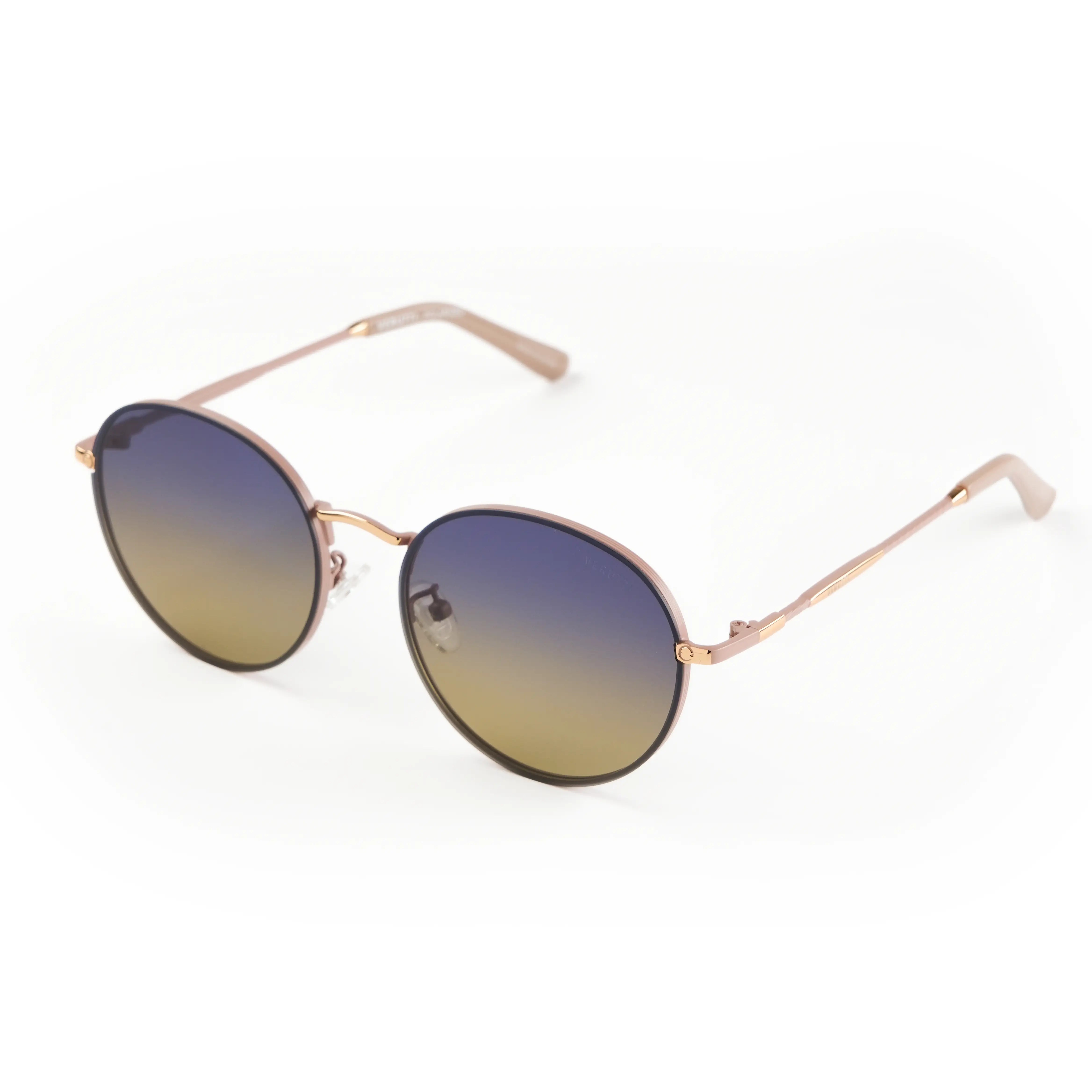 Luxury Unisex Sunglasses EH21017-C5– Round Brown & Navy Gradient