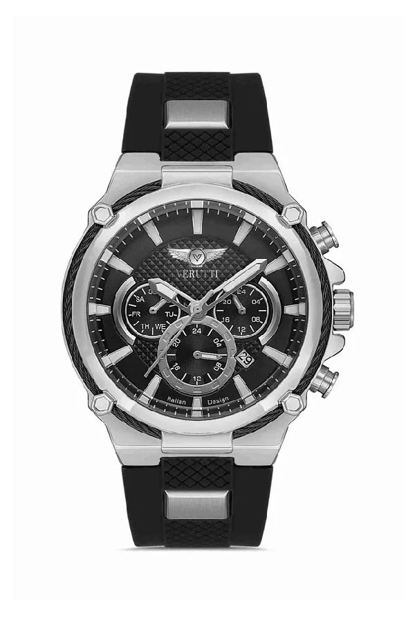 Men’s Luxury Watch Verutti VR-1011-3 – Silver & Black Dial