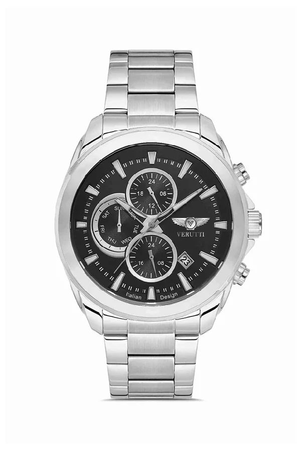 Men’s Luxury Watch Verutti VR-1016-2 – Silver &amp; Black Dial