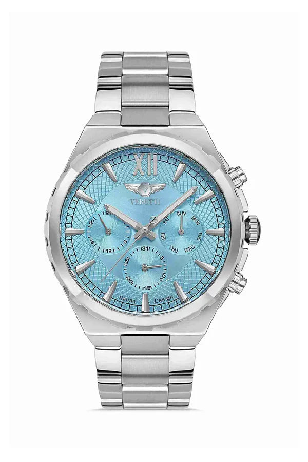 Men’s Luxury Watch Verutti VR-1017-2 – Silver & Turquoise Dial