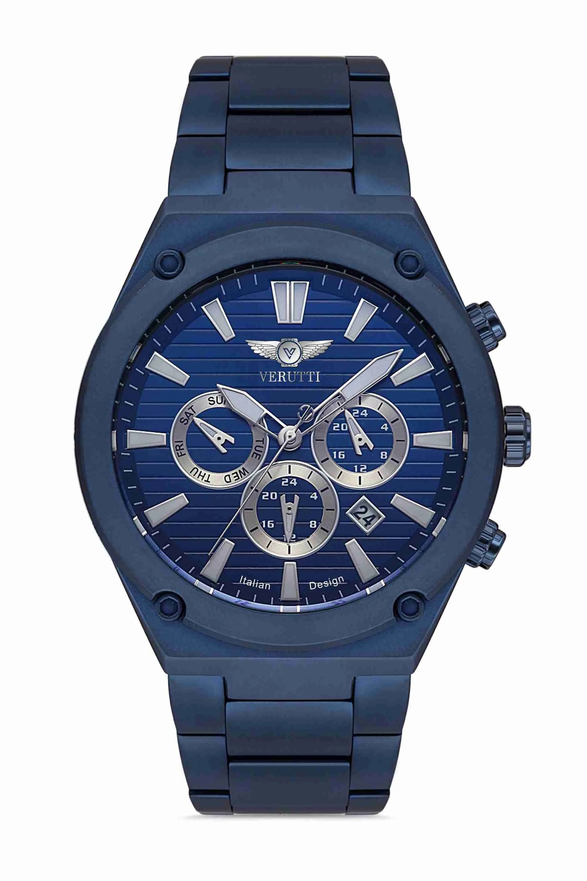 Men’s Luxury Watch Verutti VR-1020-2 – Navy Steel & Blue Dial