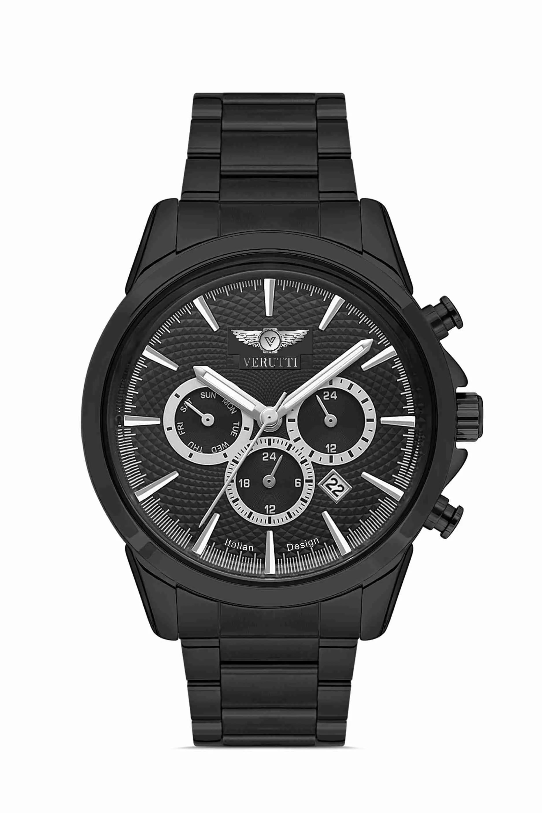 Men’s Luxury Watch Verutti VR-1022-1 – Black Steel & Dial