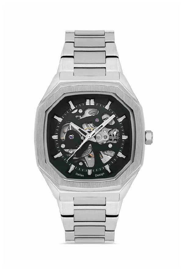 Men’s Luxury Watch Verutti VR-1025-2 – Silver & Skeleton Dial