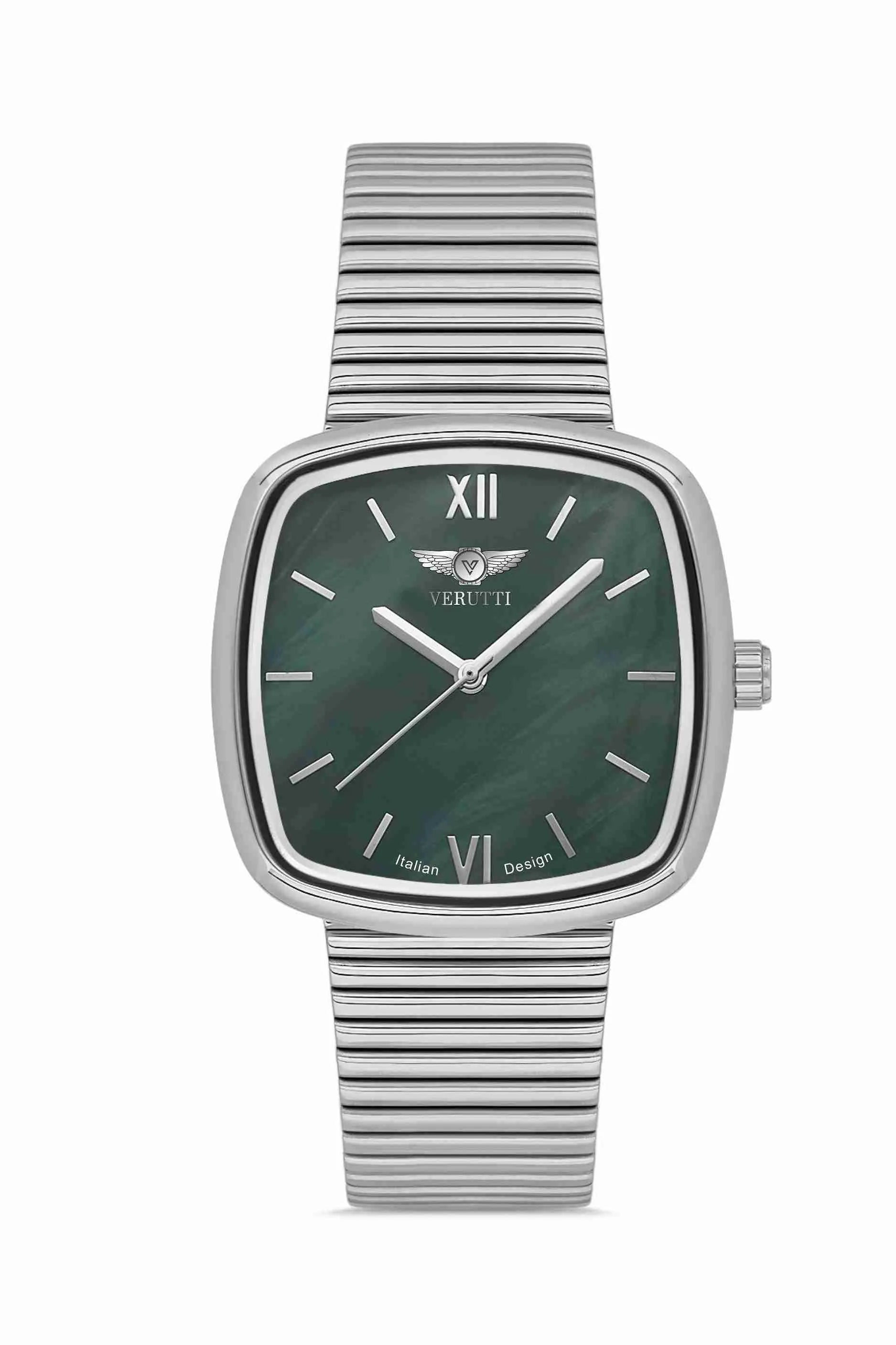 Women’s Luxury Watch – Verutti VR-1009-1- Verde Classic Edition
Silver Steel Bracelet &amp; Deep Green Dial