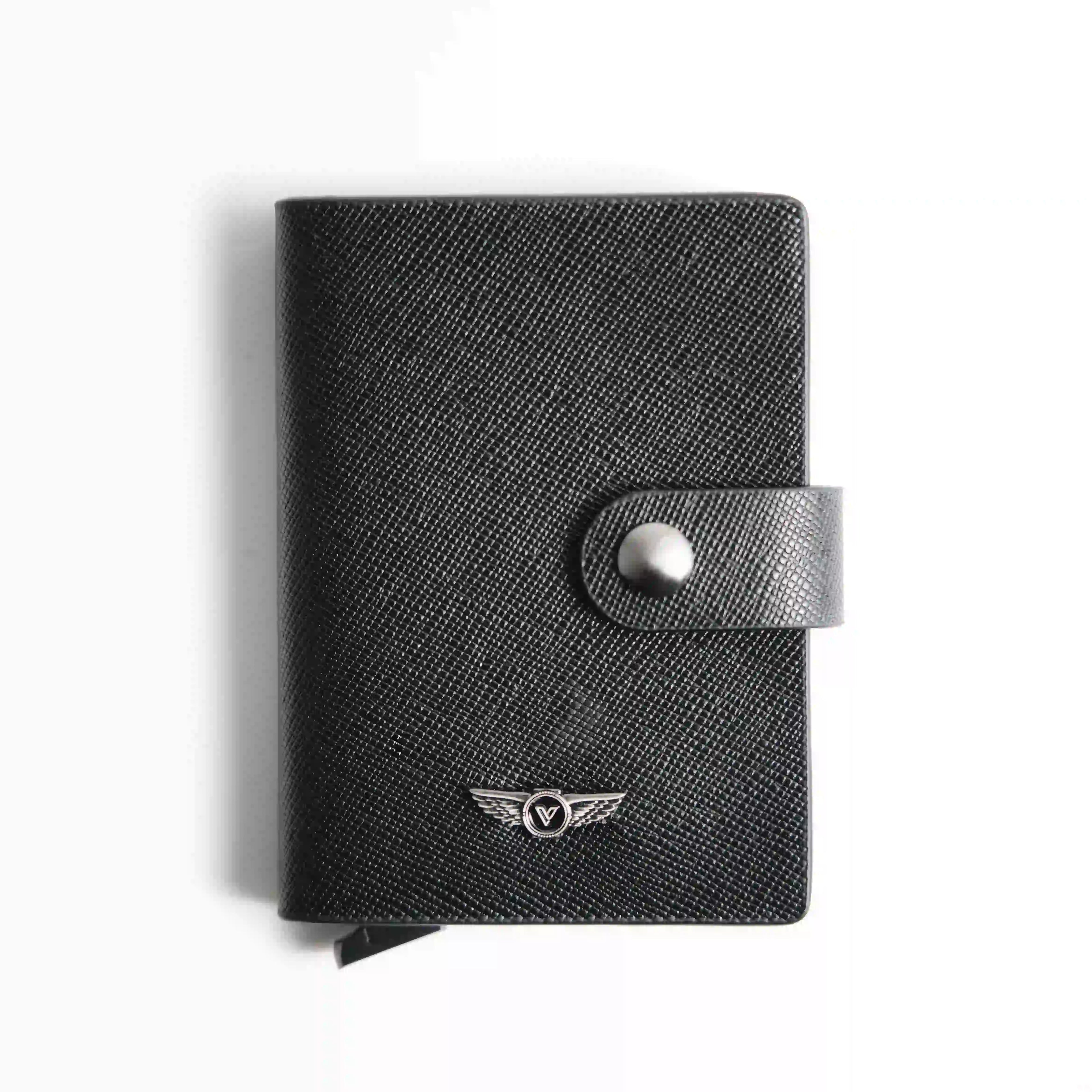 Verutti Men’s Leather Wallet in Black Cowhide, Model VRW-1012-7