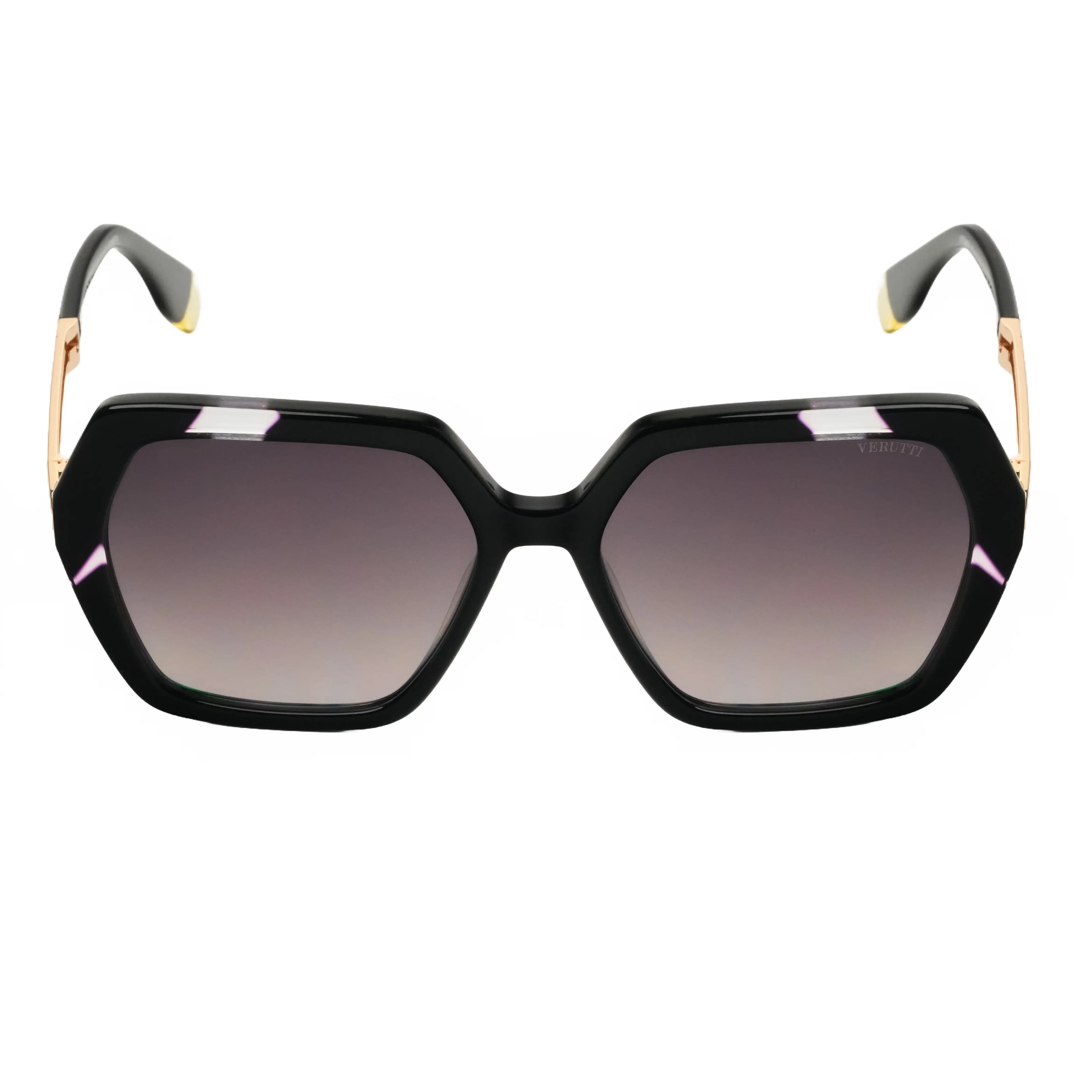 Women's Sunglasses with gold and black Frame by Italian Brand Verutti, Model AT8876
