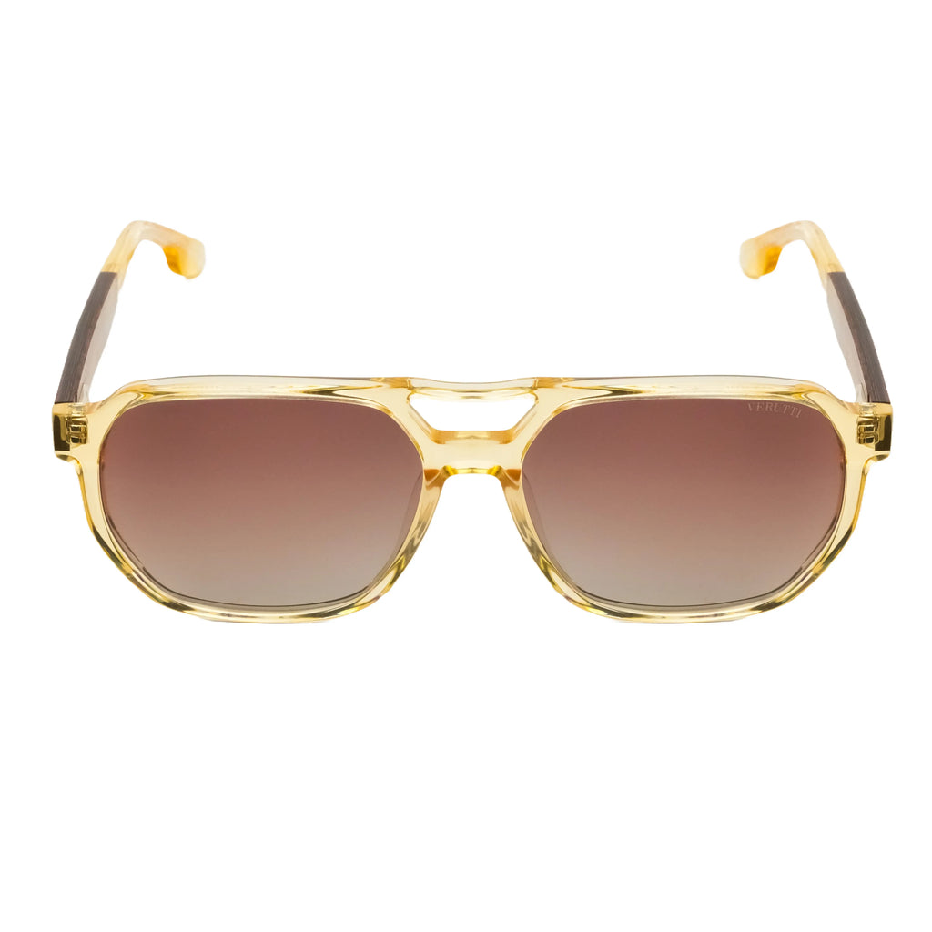 Men's Sunglasses with wooden color Frame by Italian Brand Verutti, Model ATM8589
