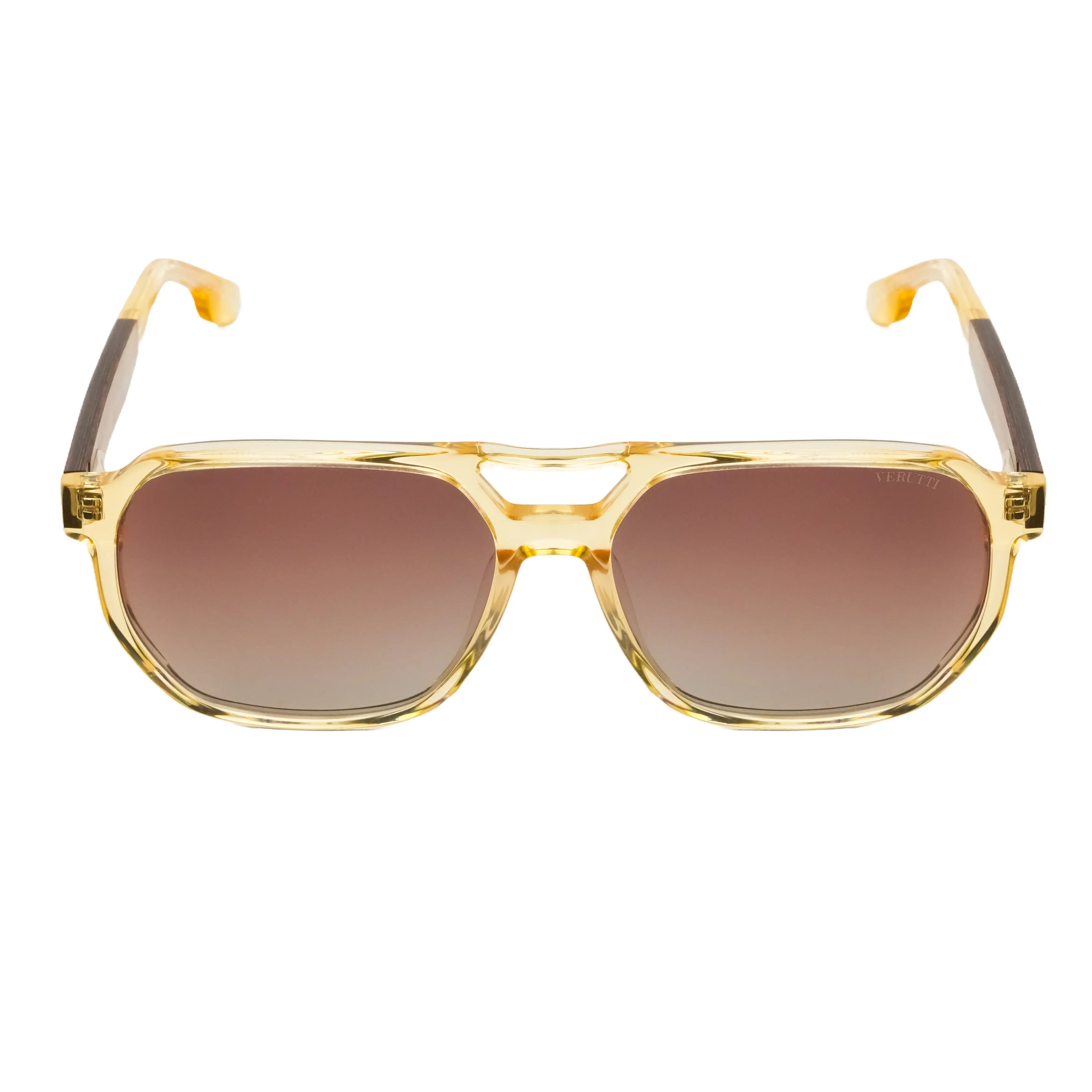 Men's Sunglasses with wooden color Frame by Italian Brand Verutti, Model ATM8589
