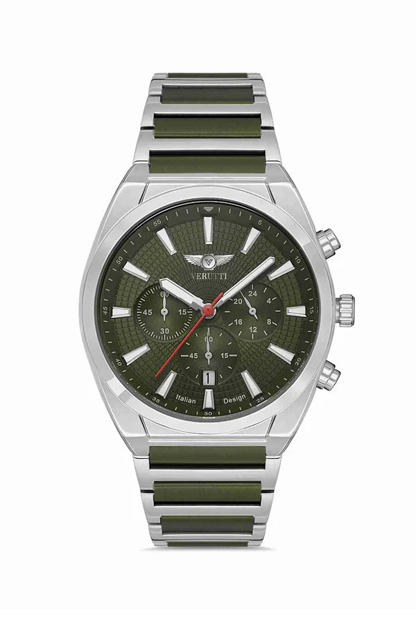 ساعة فيروتي رجالية فضي وزيتي رقم الموديل 1024