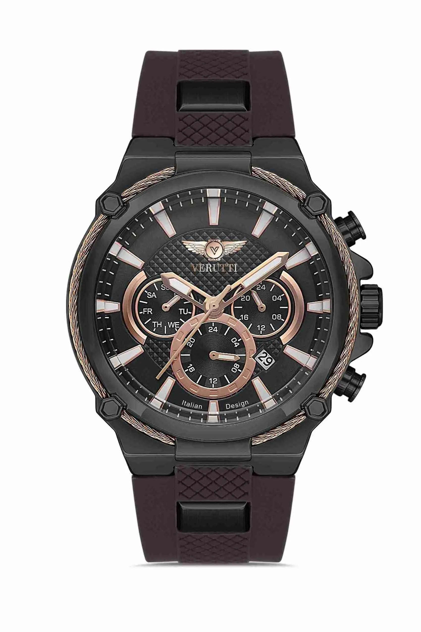 Watch with brown band by Italian Brand Verutti, Model VR-1011
