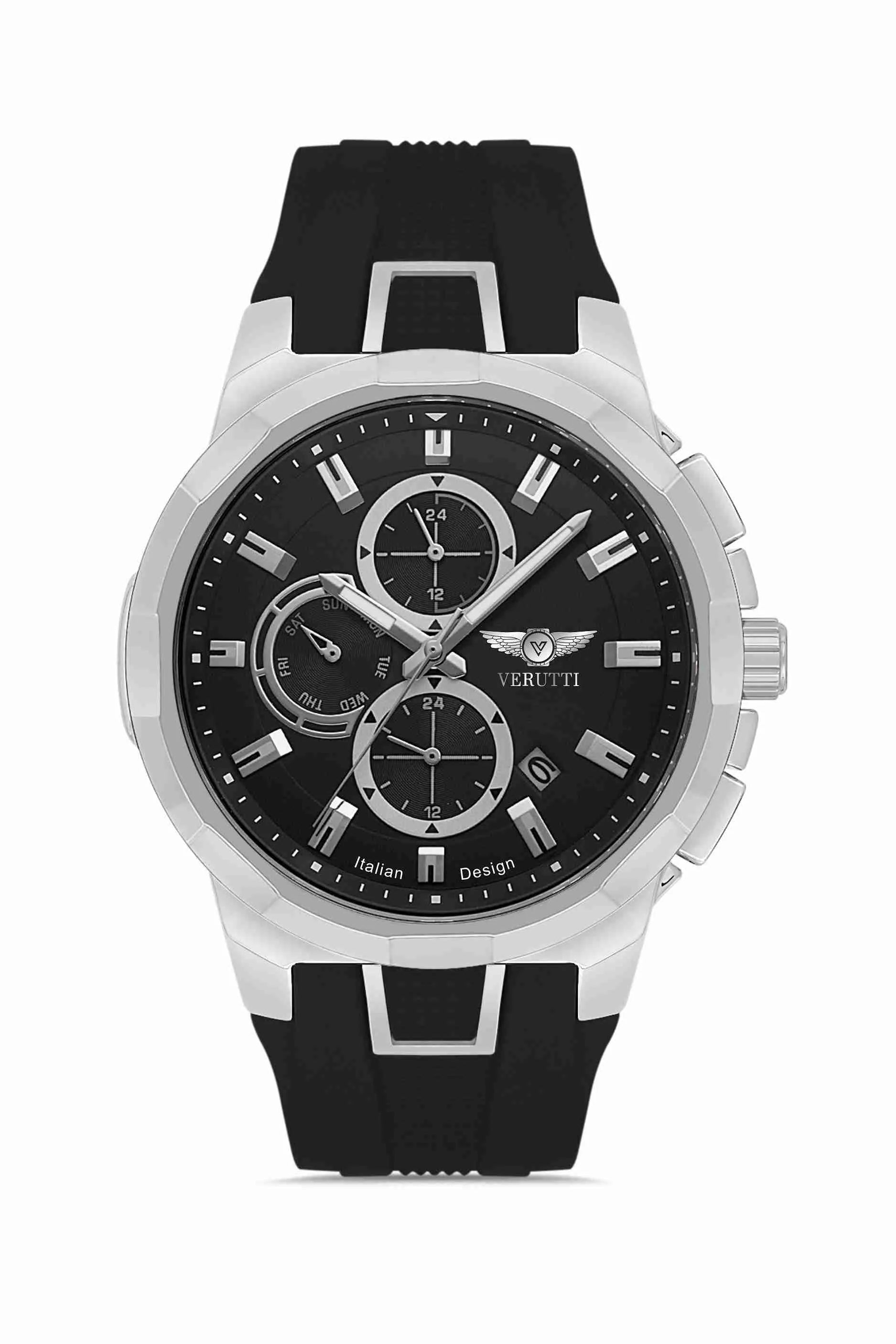 Watch with black band by Italian Brand Verutti, Model VR 1013
