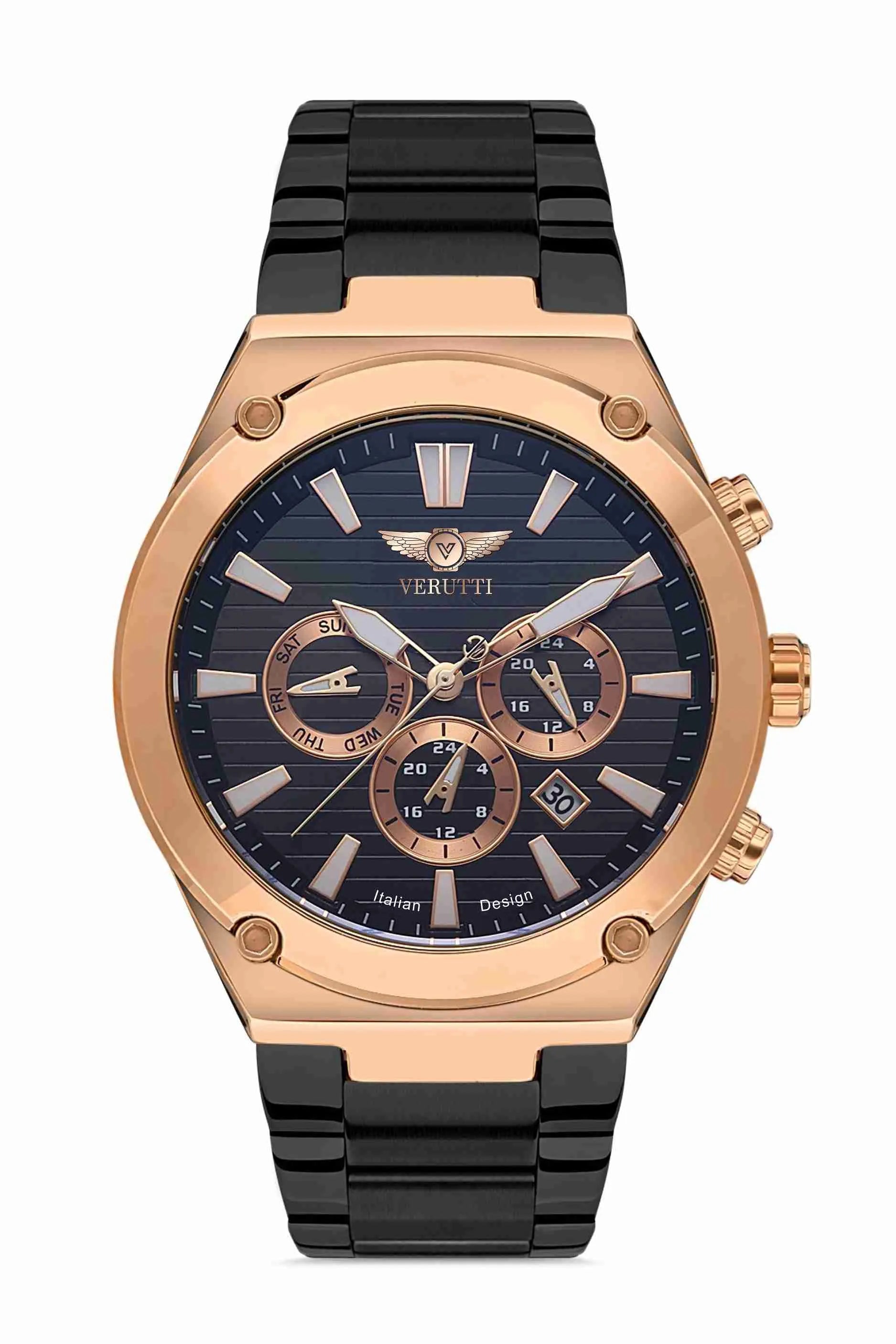 Watch with black band by Italian Brand Verutti, Model VR-1020
